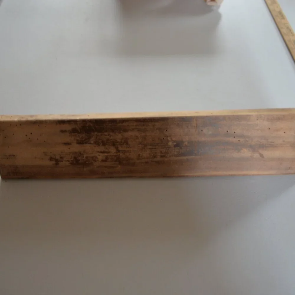 antique old primitive wall shelf solid wood ledge spice rack tigerwood ?